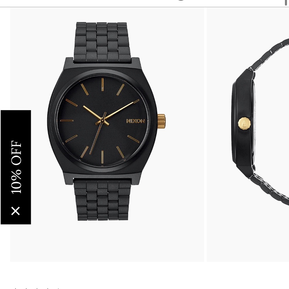 Black Metal Watch with Gold Accents